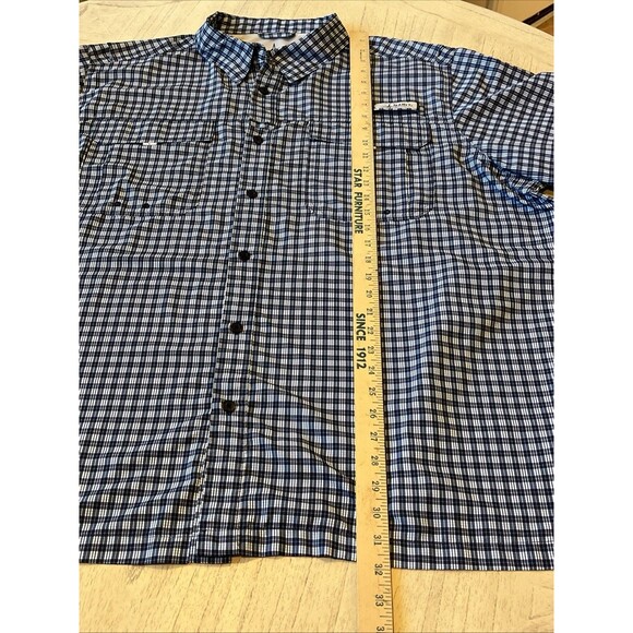 Habit Mens 2XL Blue Plaid Short Sleeve Vented Fishing Shirt Vented Back UPF 40 - Picture 8 of 9